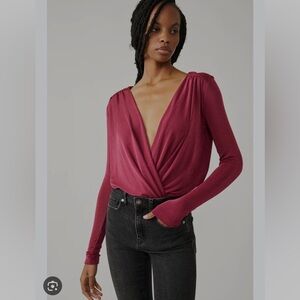 Maroon free people bodysuit